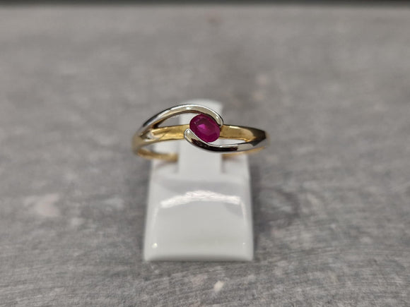 Bague bicolore avec rubis en 9ct 422-111