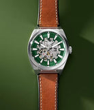 Montre Everett automatique en cuir marron