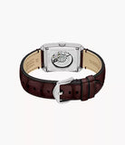 Montre Carraway automatique en cuir brun fond bleu