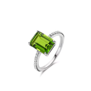 Bague N3G51 avec un grand zirconium vert