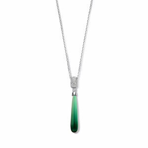 Collier en argent pierre verte et zirconiums N3R58