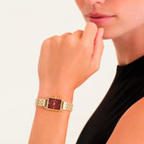 Rosefield Octagon XS dorée cadran bordeau