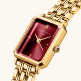 Rosefield Octagon XS dorée cadran bordeau