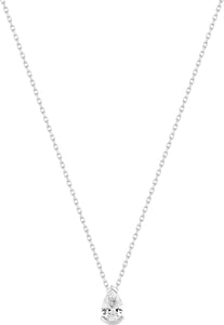 Collier solitaire zirconium poire or blanc 9ct 454-54