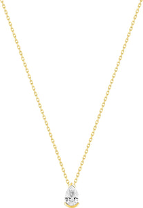 Collier solitaire zirconium poire or jaune 9ct 453-39