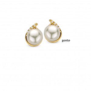 Boucles perles et zirconium en plaqué or 784-731