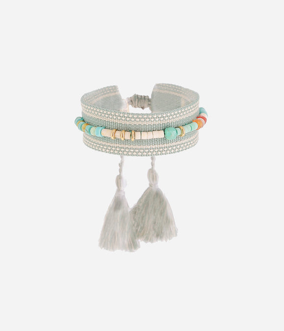 Bracelet ZAG Malaga en tissu bleu ciel