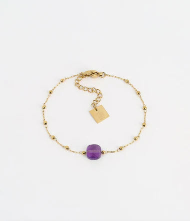 Bracelet Zag Pablo en acier doré avec Améthyste