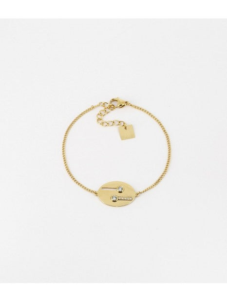 Bracelet Zag en acier doré et zirconiums SBS18575-01WHT