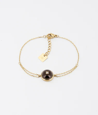 Bracelet Belle en acier doré et onyx
