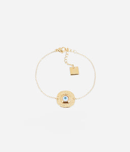 Bracelet Zag Lousada en acier doré avec oeil protecteur