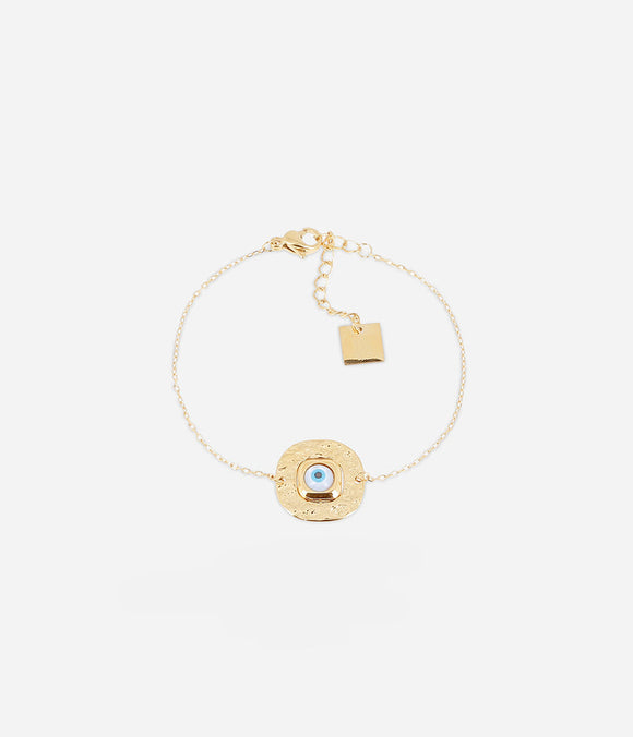Bracelet Zag Lousada en acier doré avec oeil protecteur