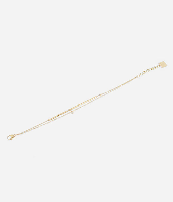 Bracelet ZAG Tube en acier doré