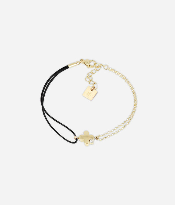 Bracelet ZAG Lyric en cordon noir et acier doré