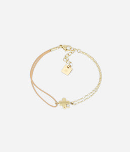 Bracelet ZAG Lyric en cordon marron et acier doré