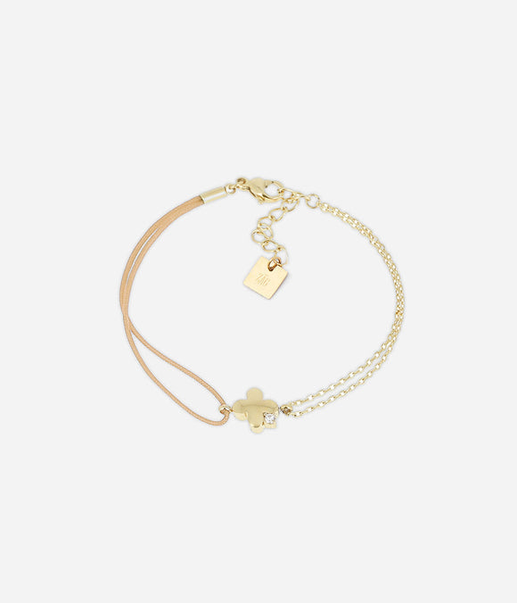 Bracelet ZAG Lyric en cordon marron et acier doré