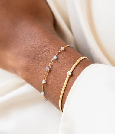 Bracelet ZAG Jonc Octavia Aqua en acier doré