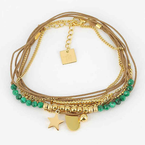 Bracelet Zag Lique avec Malachites