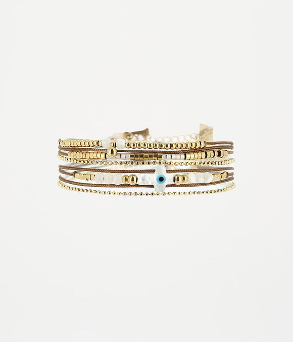 Bracelet Zag Cross avec nacre