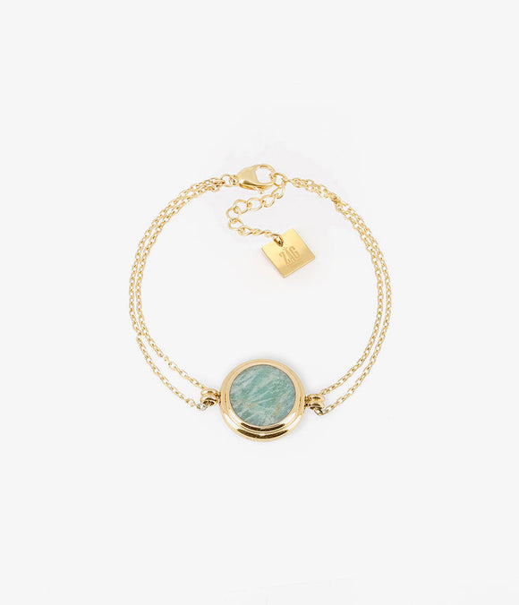 Bracelet ZAG Mathéa en acier doré et Amazonite