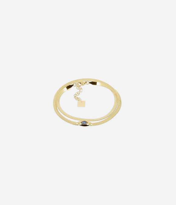 Bracelet Zag Ausar en acier doré avec oeil protecteur