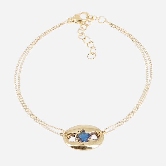 Bracelet ZAG étoile bleue en acier doré