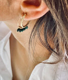 Boucles d'oreilles ZAG Zoé en acier doré et onyx noir