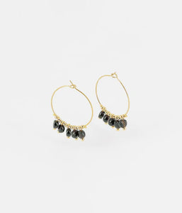 Boucles d'oreilles ZAG Zoé en acier doré et onyx noir