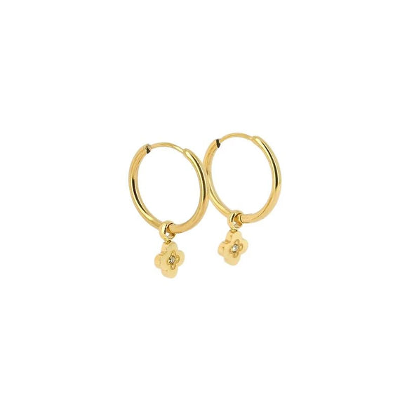 Boucles d'oreilles ZAG fleur en acier doré