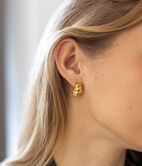 Boucles d'oreilles créoles ZAG Trocadéro en acier doré