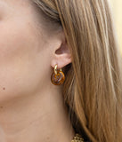 Boucles d'oreilles créoles ZAG Chroma Nude en acier doré