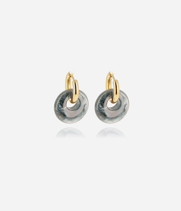 Boucles d'oreilles créoles ZAG Chroma bleu en acier doré