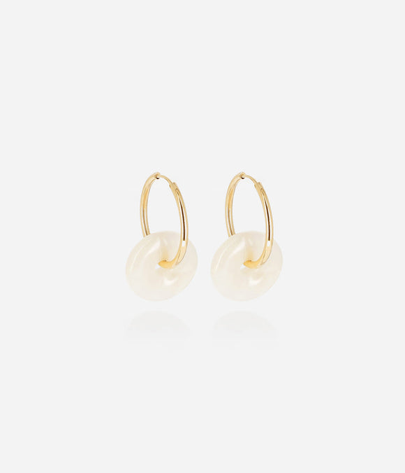 Boucles d'oreilles ZAG Shane en acier doré et résine Blanche