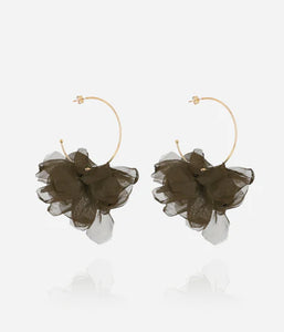 Boucles d'oreilles ZAG Cayetana Vert Kaki en acier doré et tulle