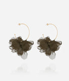 Boucles d'oreilles ZAG Cayetana Vert Kaki en acier doré et tulle