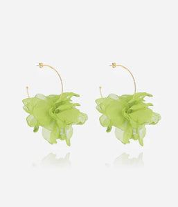 Boucles d'oreilles ZAG Cayetana Vert Clair en acier doré et tulle