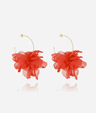 Boucles d'oreilles ZAG Cayetana Rouge en acier doré et tulle