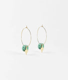 Boucles créoles ZAG Manureva en acier doré et Malachite