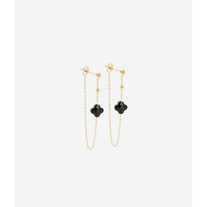 Boucles d'oreilles ZAG Velasquez en acier doré et onyx noir