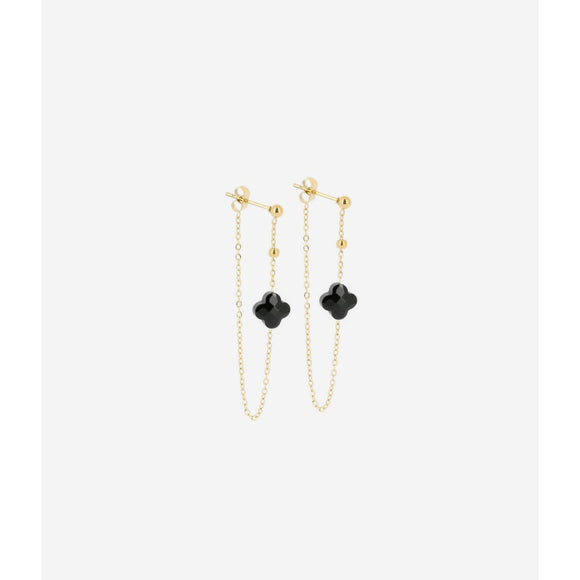 Boucles d'oreilles ZAG Velasquez en acier doré et onyx noir