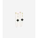 Boucles d'oreilles ZAG Velasquez en acier doré et onyx noir
