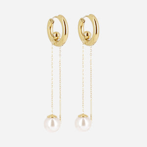 Boucles d'oreilles ZAG XL en acier doré avec perle nacrée en verre 880J456