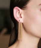 Boucles d'oreilles longues ZAG "Enchanté" en acier doré
