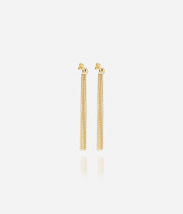 Boucles d'oreilles longues ZAG "Enchanté" en acier doré