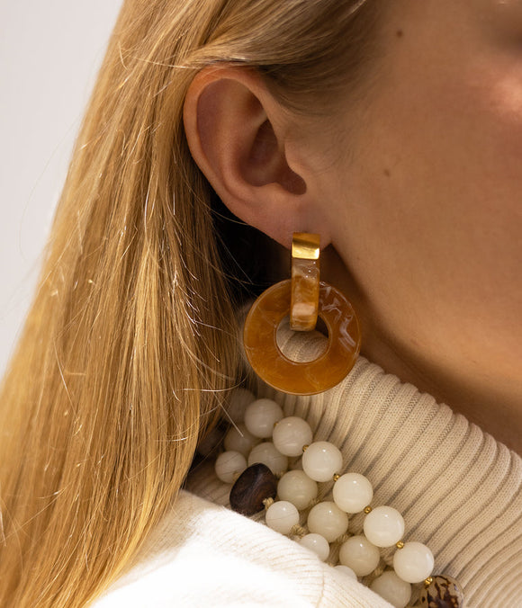 Boucles d'oreilles ZAG Turron en acier doré et résine