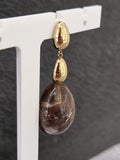 Boucles d'oreilles ZAG Lyah en acier doré et résine marron