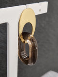 Boucles d'oreilles créoles ZAG en acier doré et résine 880J825