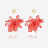 Boucles d'oreilles ZAG en acier doré et tulle corail 880J827