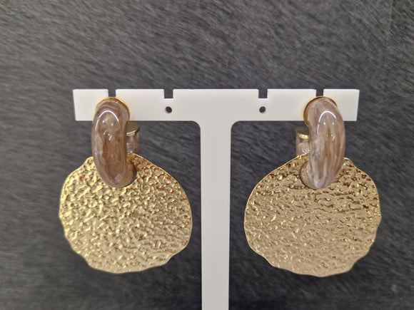 Boucles d'oreilles ZAG Moé Marron en acier doré 880-833