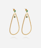 Boucles d'oreilles ZAG Iléna verte en acier doré